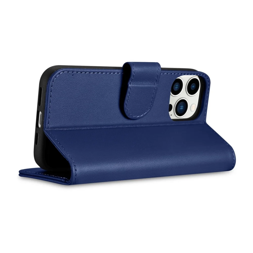 iCarer Wallet Case 2in1 Cover iPhone 14 Pro Max Leather Flip Case Anti-RFID Blue (WMI14220728-BU)eng