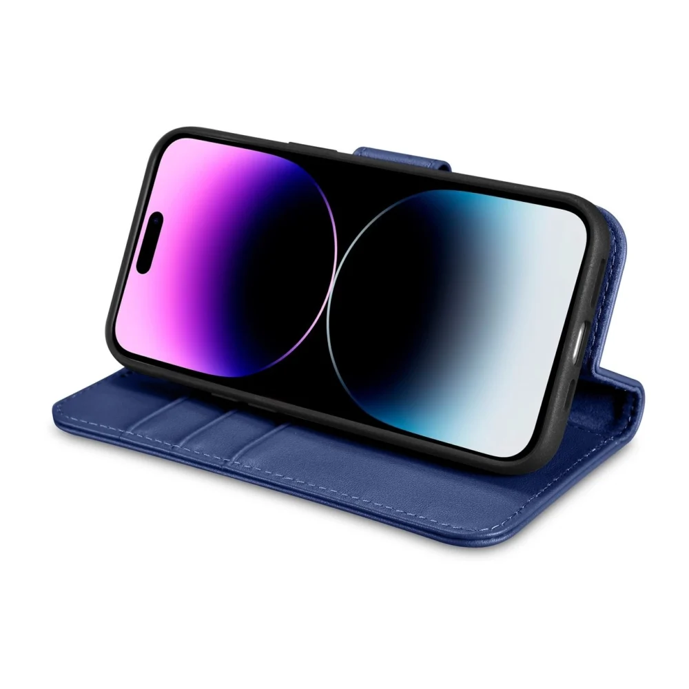 iCarer Wallet Case 2in1 Cover iPhone 14 Pro Max Leather Flip Case Anti-RFID Blue (WMI14220728-BU)eng