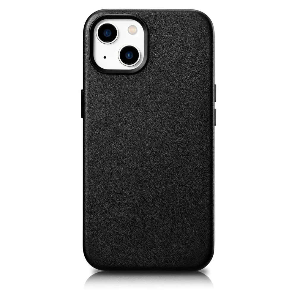 iCarer Case Leather cover for iPhone 14 Plus genuine leather case black (compatible with MagSafe)eng