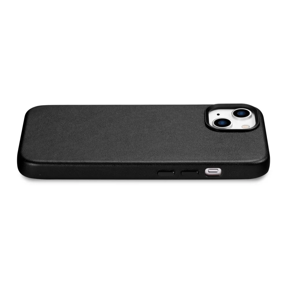 iCarer Case Leather cover for iPhone 14 Plus genuine leather case black (compatible with MagSafe)eng