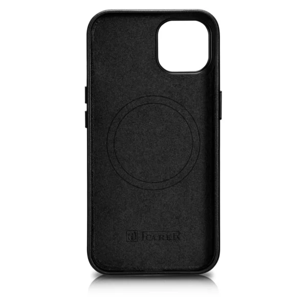 iCarer Case Leather cover for iPhone 14 Plus genuine leather case black (compatible with MagSafe)eng