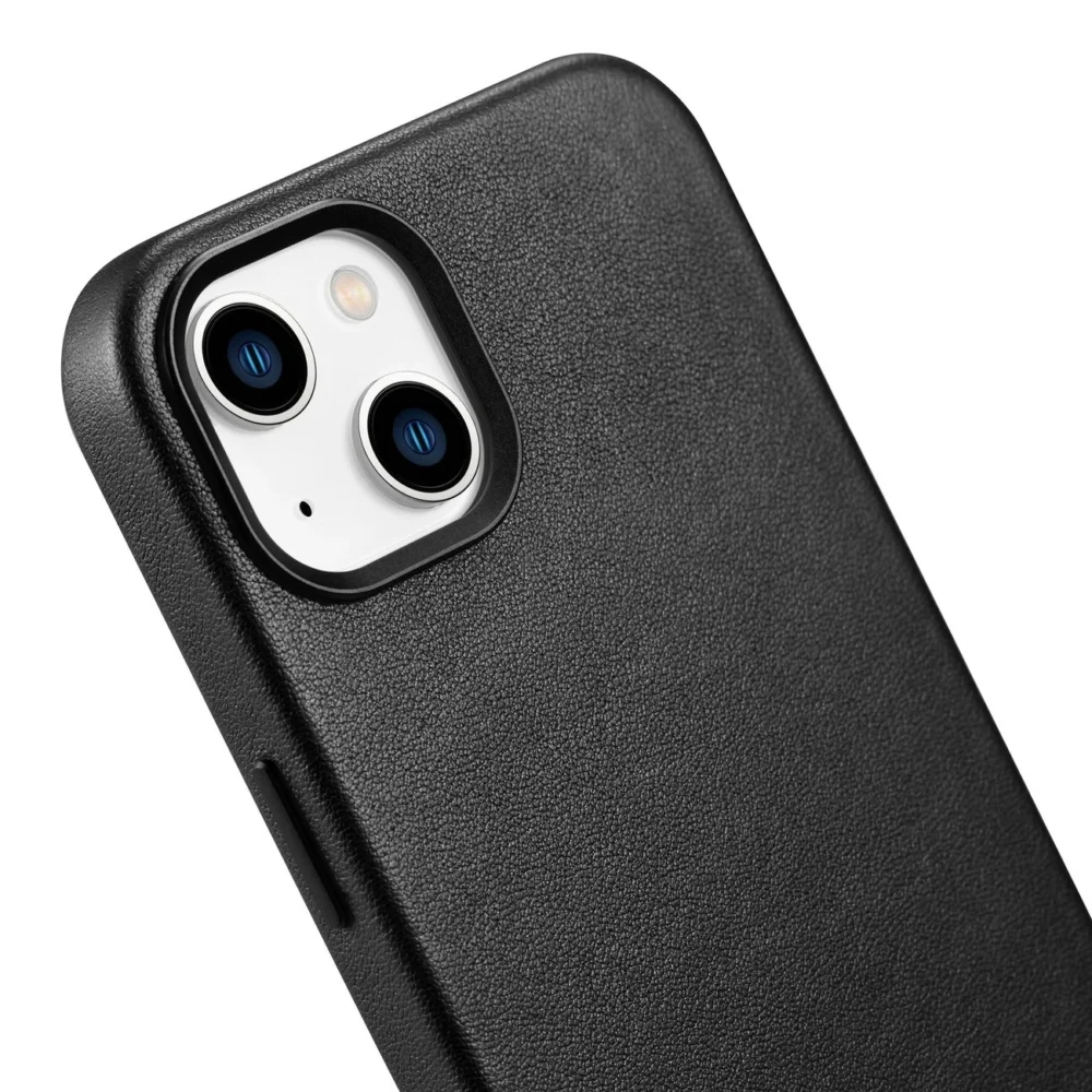 iCarer Case Leather cover for iPhone 14 Plus genuine leather case black (compatible with MagSafe)eng