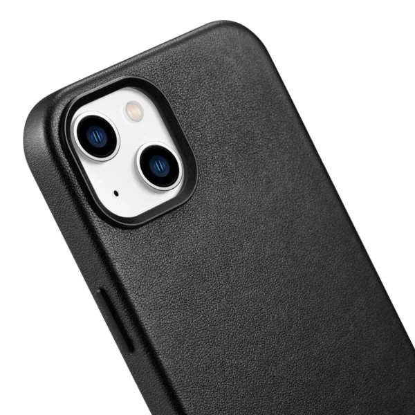 iCarer Case Leather cover for iPhone 14 Plus genuine leather case black (compatible with MagSafe)eng