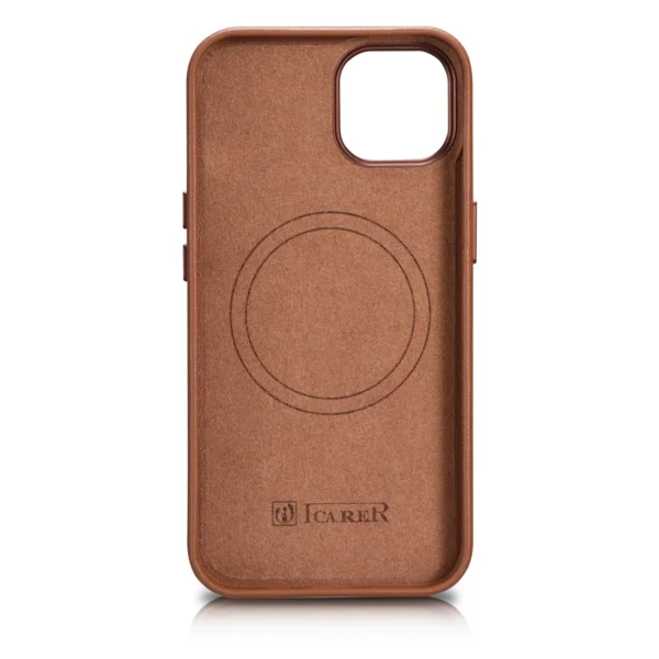 iCarer Case Leather Case Cover for iPhone 14 Plus Brown (MagSafe Compatible)eng