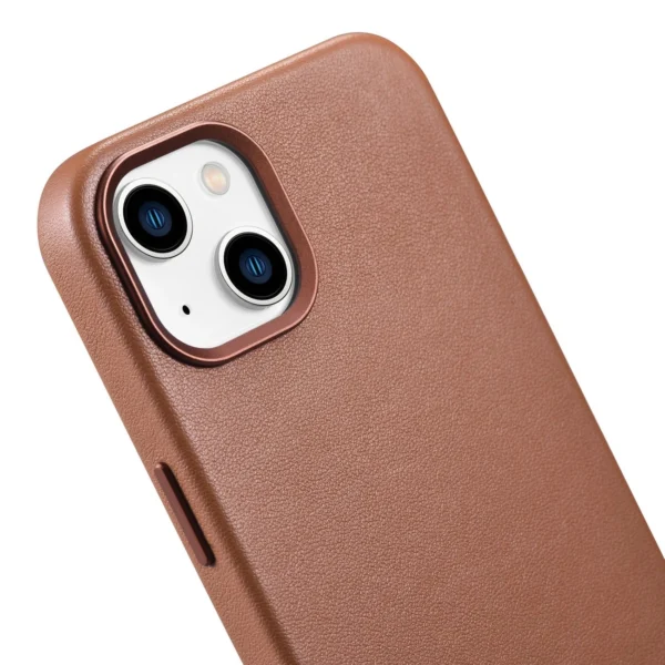 iCarer Case Leather Case Cover for iPhone 14 Plus Brown (MagSafe Compatible)eng