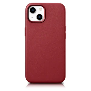 iCarer Case Leather case cover made of natural leather for iPhone 14 Plus red (compatible with MagSafe)eng