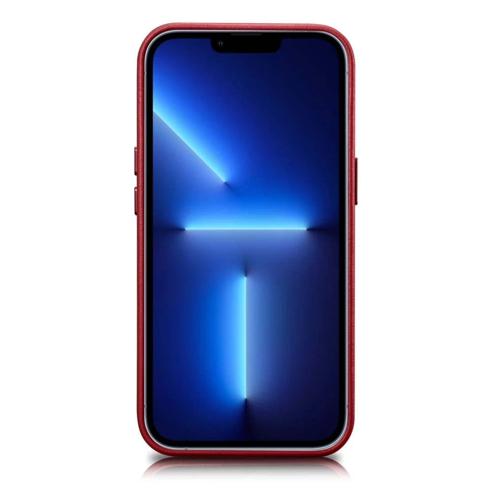 iCarer Case Leather case cover made of natural leather for iPhone 14 Plus red (compatible with MagSafe)eng