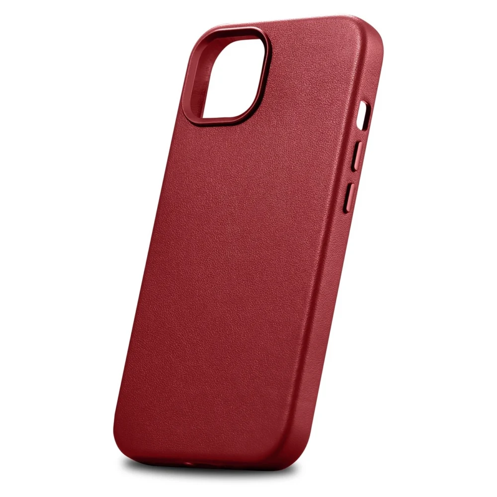 iCarer Case Leather case cover made of natural leather for iPhone 14 Plus red (compatible with MagSafe)eng