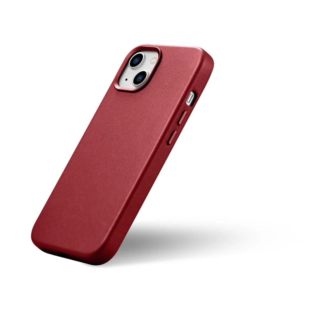 iCarer Case Leather case cover made of natural leather for iPhone 14 Plus red (compatible with MagSafe)eng