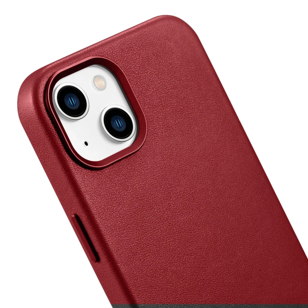 iCarer Case Leather case cover made of natural leather for iPhone 14 Plus red (compatible with MagSafe)eng