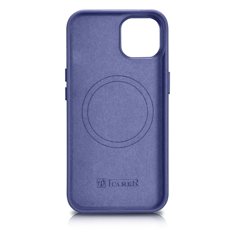 iCarer Case Leather Cover Genuine Leather iPhone 14 Plus Light Purple (MagSafe Compatible)eng
