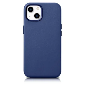 iCarer Case Leather cover for iPhone 14 Plus genuine leather case blue (compatible with MagSafe)eng