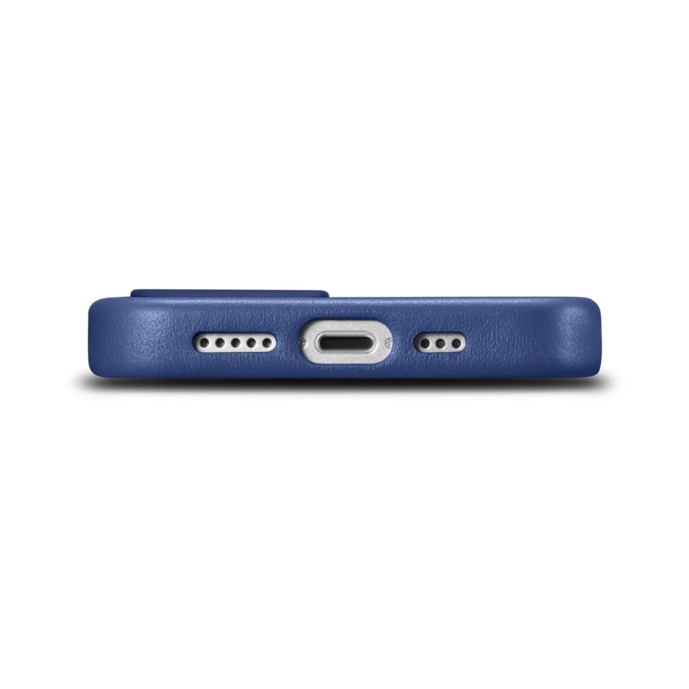 iCarer Case Leather cover for iPhone 14 Plus genuine leather case blue (compatible with MagSafe)eng