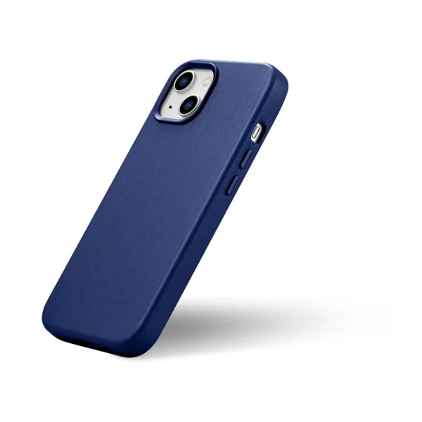 iCarer Case Leather cover for iPhone 14 Plus genuine leather case blue (compatible with MagSafe)eng