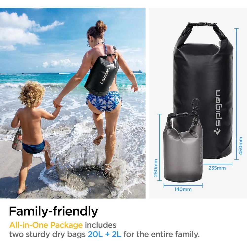 Spigen Aqua Shield A630 Waterproof 20L Bag + 2L Bag - Blackeng