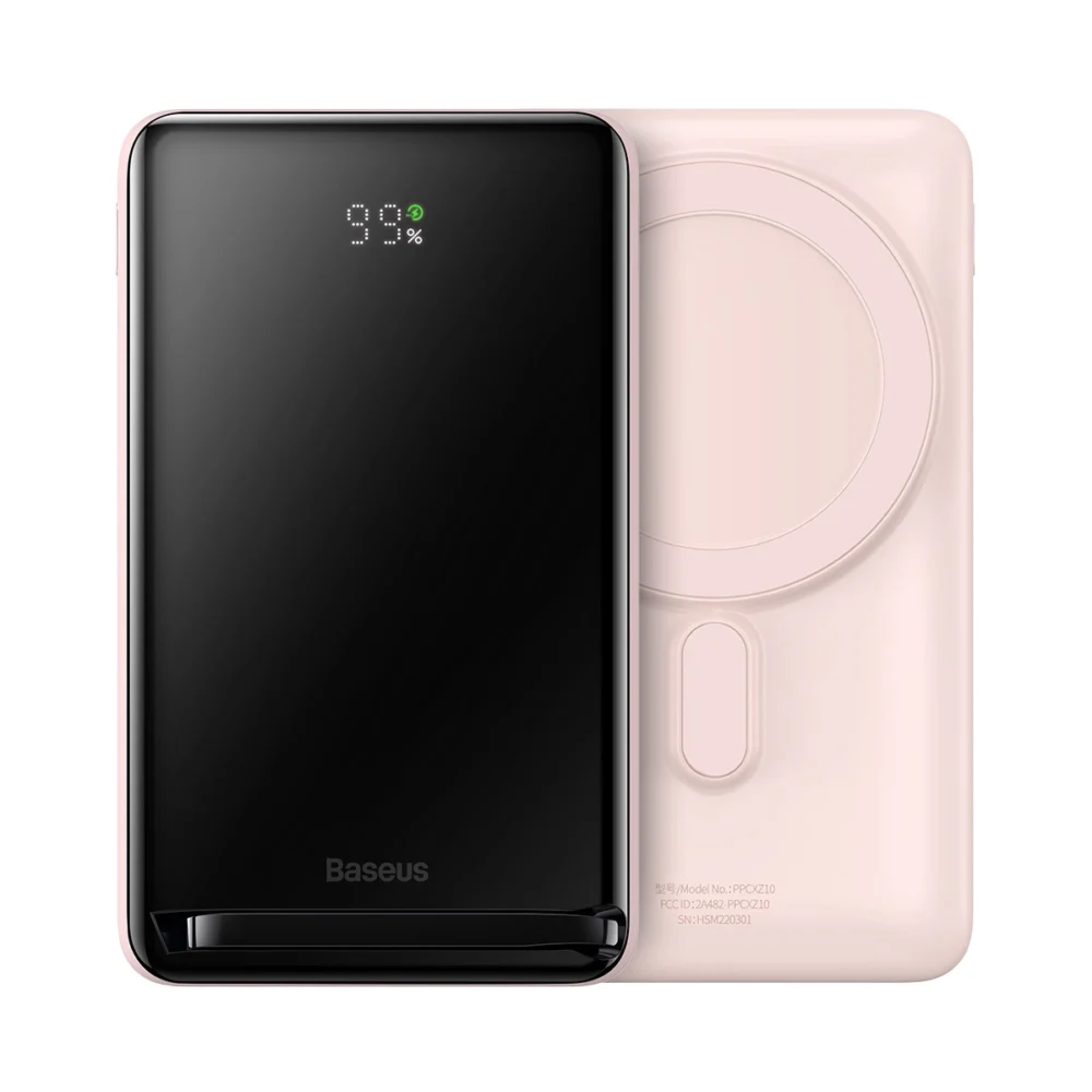 Baseus Magnetic Bracket power bank with wireless charging MagSafe 10000mAh 20W Overseas Edition pink (PPCX000204) + USB Type C cable Baseus Xiaobai Series 60W 0.5meng