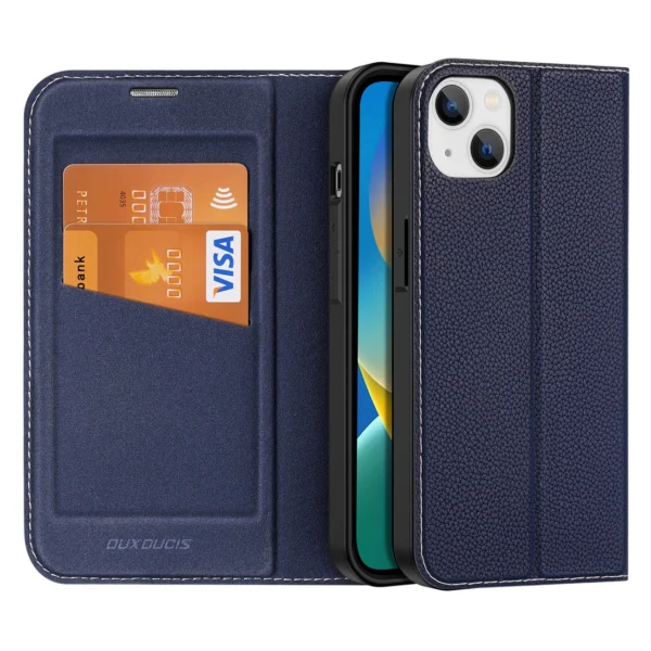 Dux Ducis Skin X2 case for iPhone 14 Plus case with magnetic flap blueeng