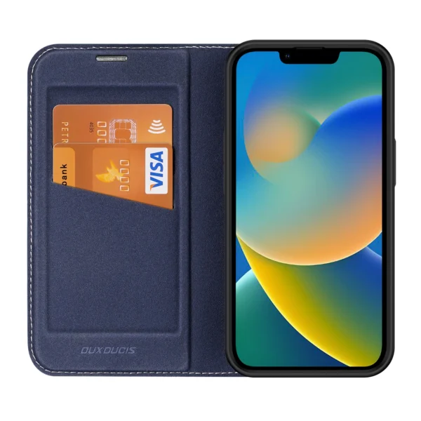 Dux Ducis Skin X2 case for iPhone 14 Plus case with magnetic flap blueeng