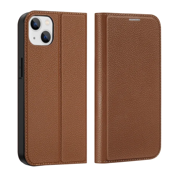 Dux Ducis Skin X2 case for iPhone 14 Plus case with magnetic flap browneng