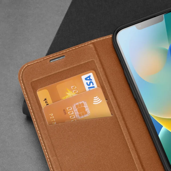 Dux Ducis Skin X2 case for iPhone 14 Plus case with magnetic flap browneng