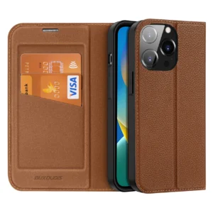 Dux Ducis Skin X2 case for iPhone 14 Pro case with magnetic flap browneng