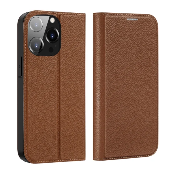Dux Ducis Skin X2 case for iPhone 14 Pro case with magnetic flap browneng