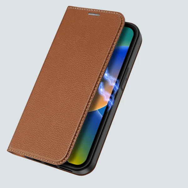 Dux Ducis Skin X2 case for iPhone 14 Pro case with magnetic flap browneng