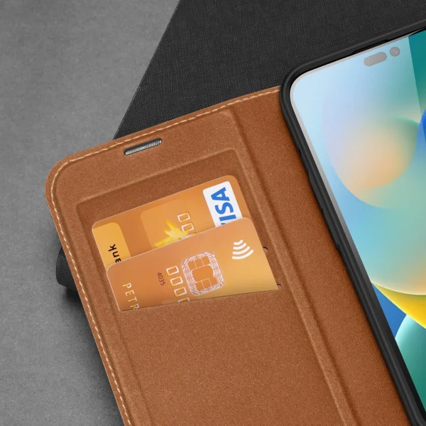 Dux Ducis Skin X2 case for iPhone 14 Pro case with magnetic flap browneng