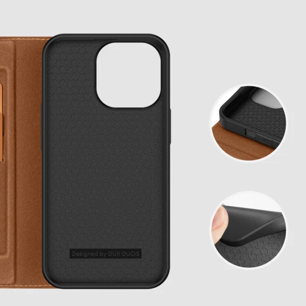 Dux Ducis Skin X2 case for iPhone 14 Pro case with magnetic flap browneng