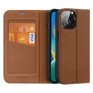 Dux Ducis Skin X2 case for iPhone 14 Pro Max case with magnetic flap browneng