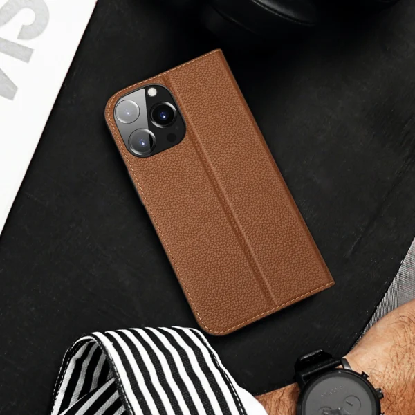 Dux Ducis Skin X2 case for iPhone 14 Pro Max case with magnetic flap browneng