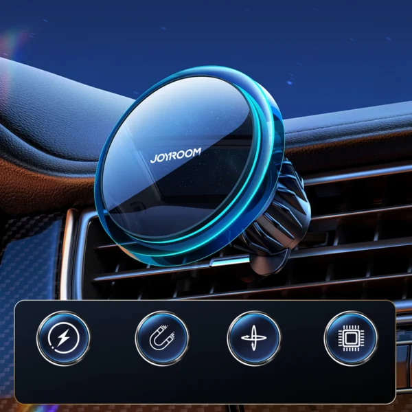 Joyroom car phone holder with 15W Qi inductive charger (MagSafe compatible) for air vent, silver (JR-ZS291)eng