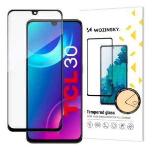Wozinsky super durable Full Glue tempered glass full screen with Case Friendly TCL 30 black frameeng
