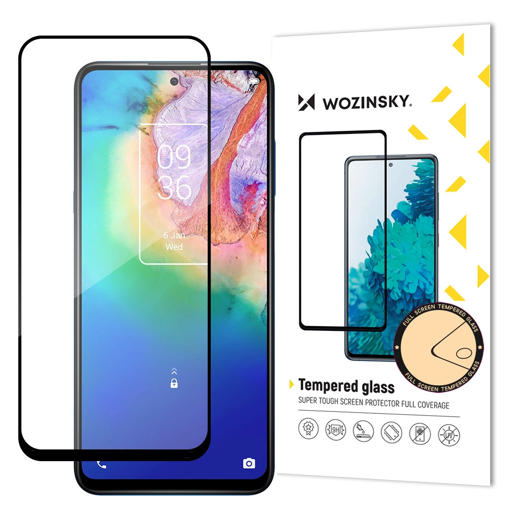 Wozinsky Super Tough Full Glue Tempered Glass Full Screen With Frame Case Friendly TCL 20 5G Blackeng