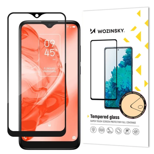 Wozinsky super durable Full Glue tempered glass full screen with Case Friendly TCL 205 black frameeng