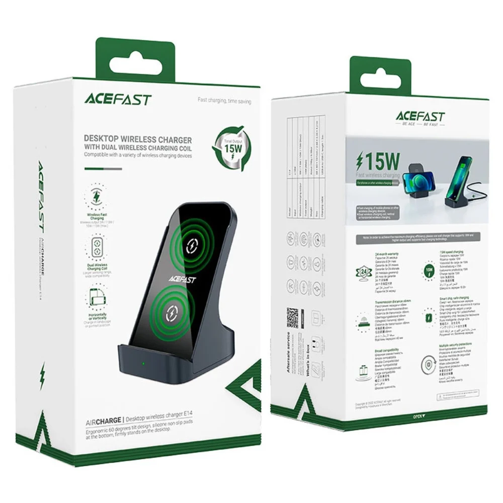 Acefast E14 wireless 15W inductive charger for iPhone - grayeng