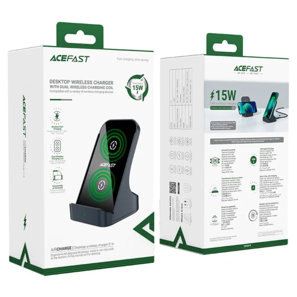 Acefast E14 wireless 15W inductive charger for iPhone - grayeng