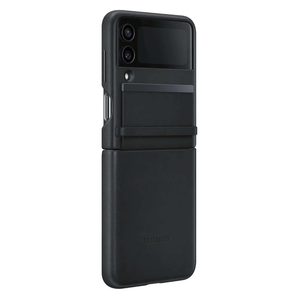 Samsung Flap Leather Cover Leather Case for Samsung Galaxy Z Flip4 Folding Leather Case Black (EF-VF721LBEGWW)eng