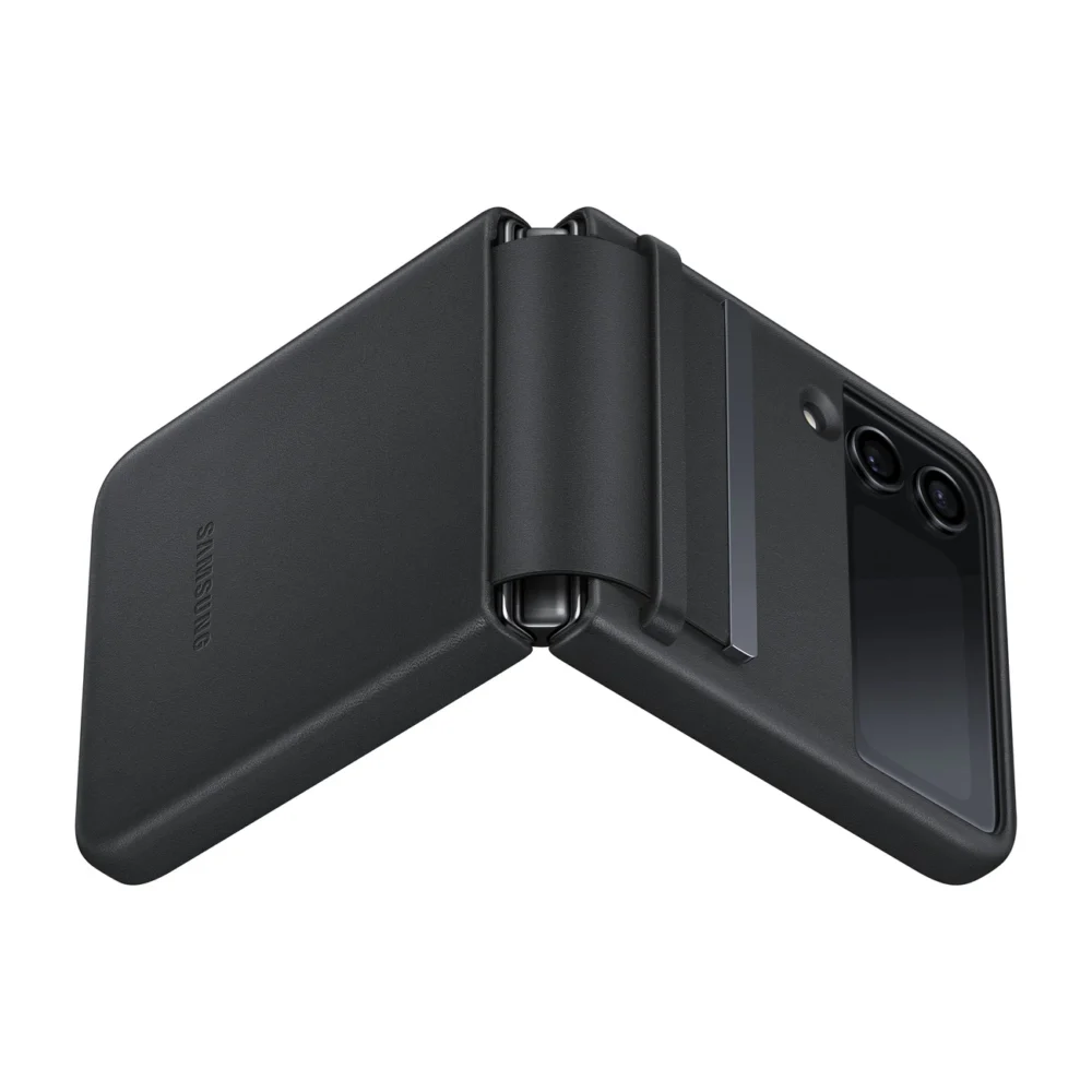 Samsung Flap Leather Cover Leather Case for Samsung Galaxy Z Flip4 Folding Leather Case Black (EF-VF721LBEGWW)eng
