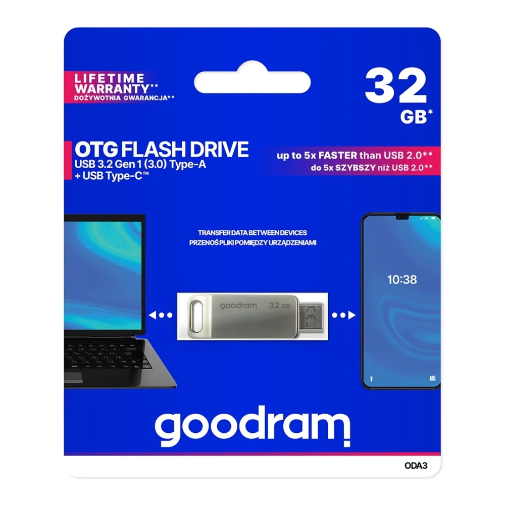 Flash Drive 32GB USB 3.2 Gen 1 USB / USB C OTG ODA3 Goodram - Silvereng