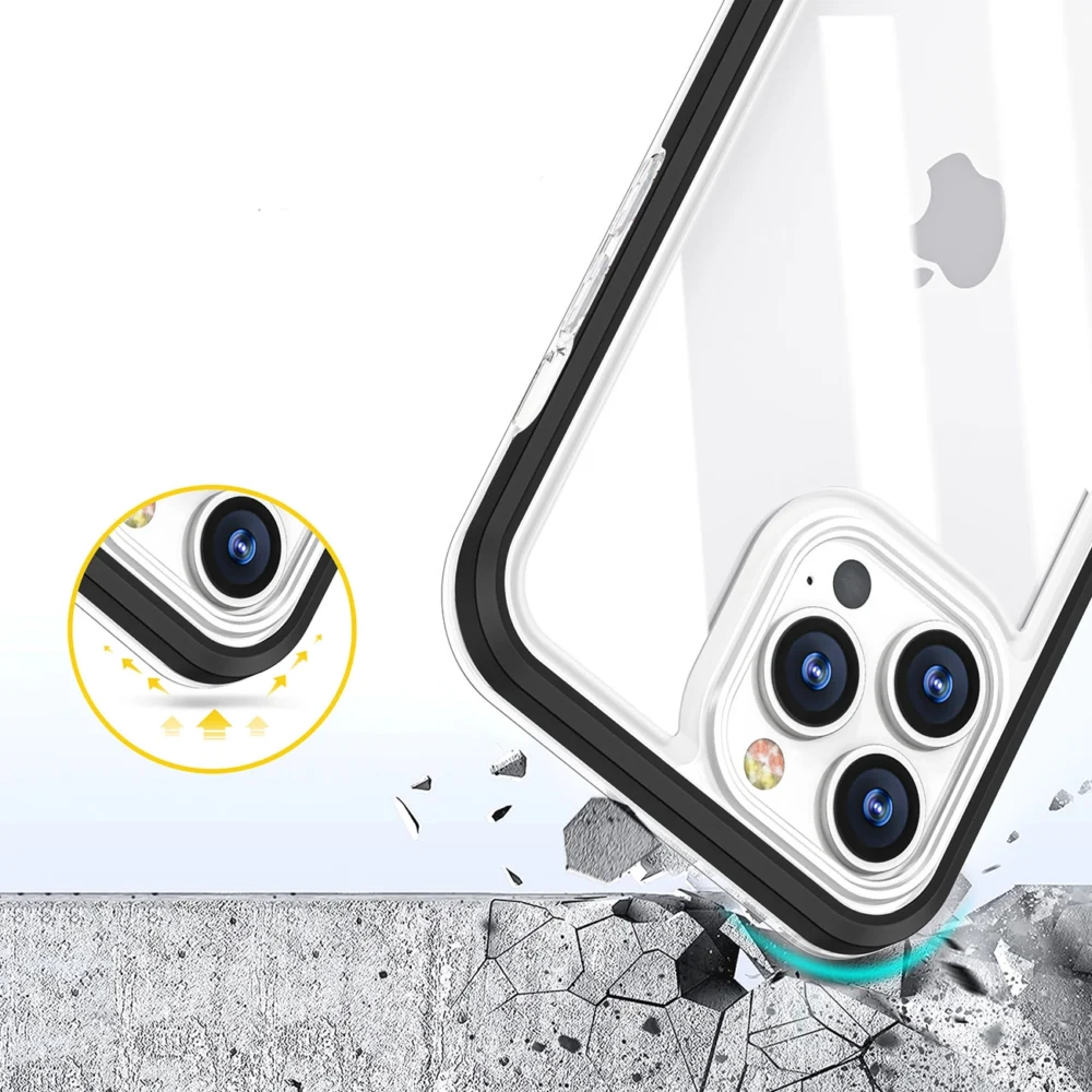 Clear 3in1 case for Samsung Galaxy A03 silicone cover with frame blueeng