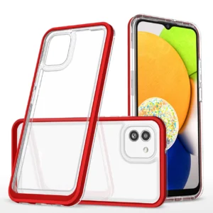 Clear 3in1 case for Samsung Galaxy A03 silicone cover with frame redeng