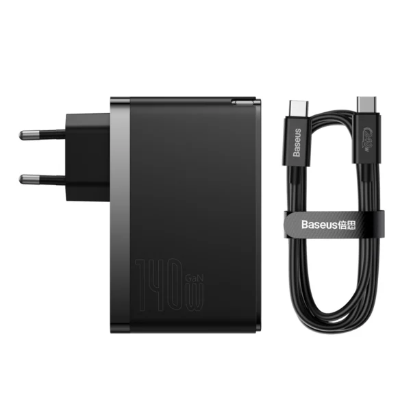 Baseus GaN5 Pro fast charger 2xUSB-C + USB 140W EU black (CCGP100201)eng