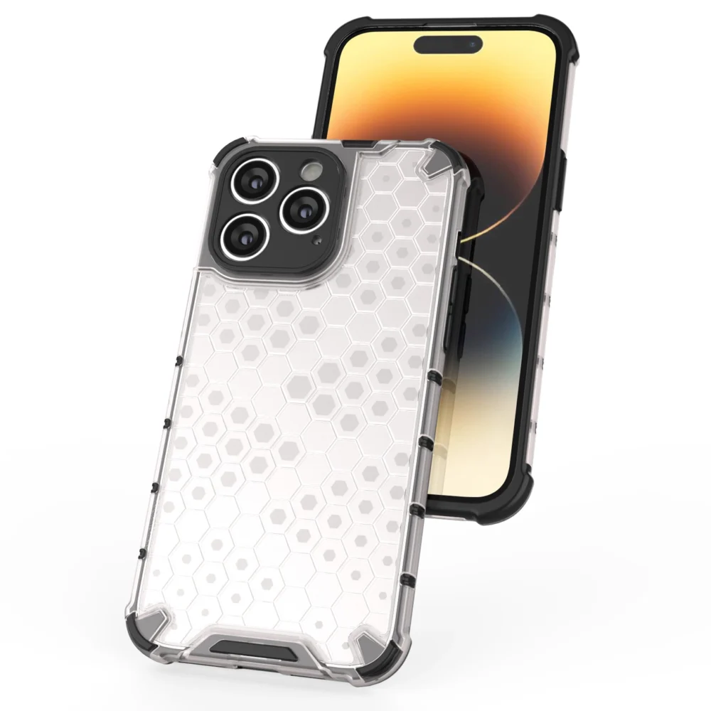 Honeycomb case for iPhone 14 Pro armored hybrid cover blackeng