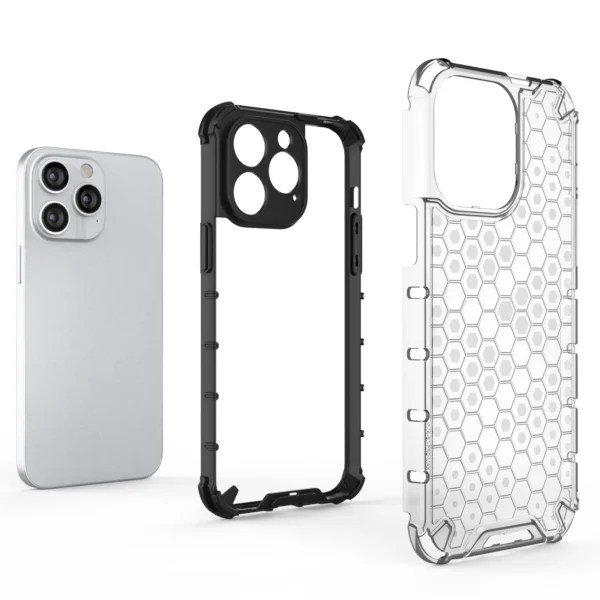 Honeycomb case for iPhone 14 Pro armored hybrid cover transparenteng