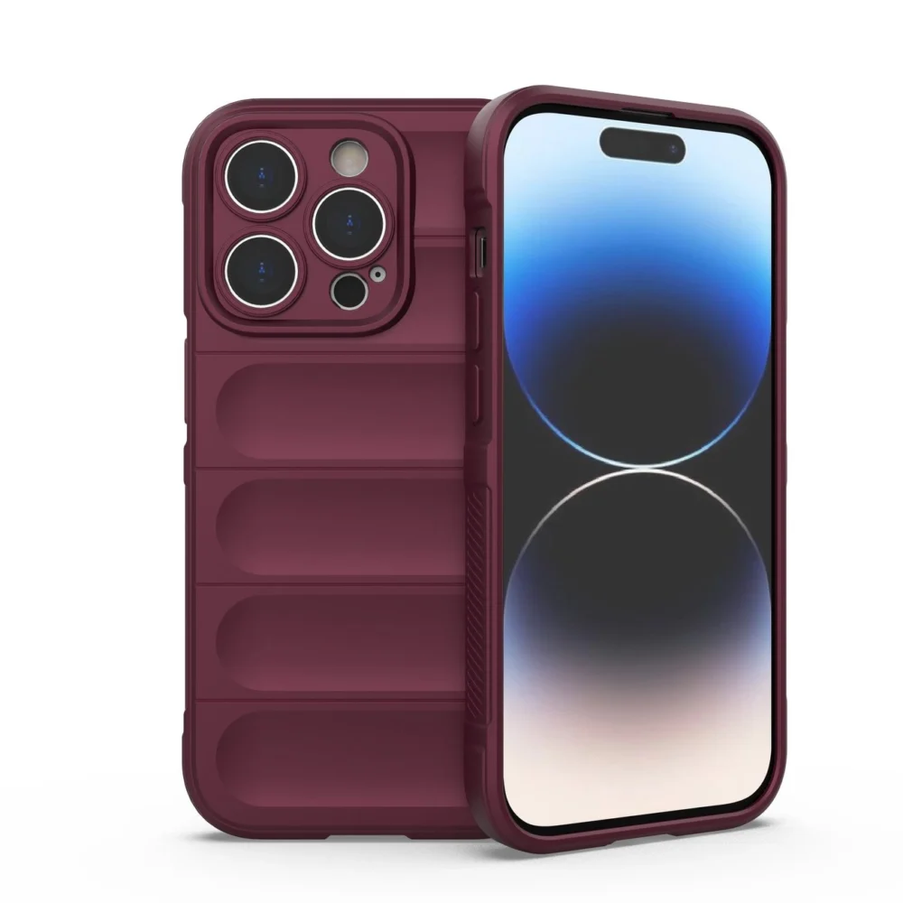 Magic Shield Case case for iPhone 14 Pro elastic armored cover in burgundyeng