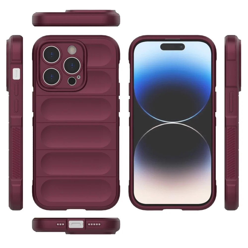 Magic Shield Case case for iPhone 14 Pro elastic armored cover in burgundyeng
