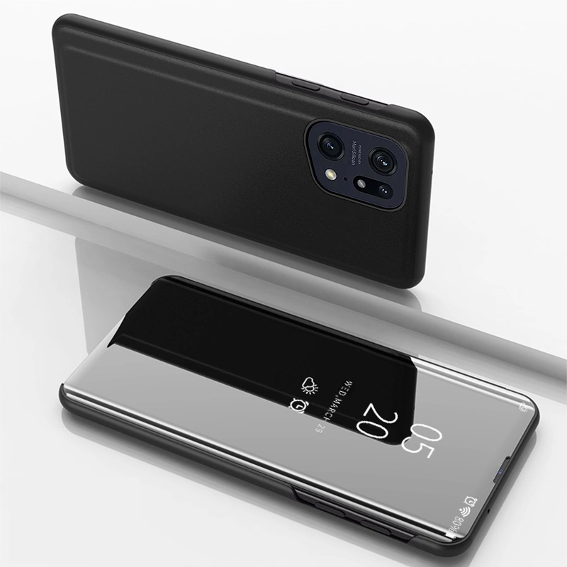 Clear View Case cover for Oppo Find X5 Pro cover with a flap blackeng