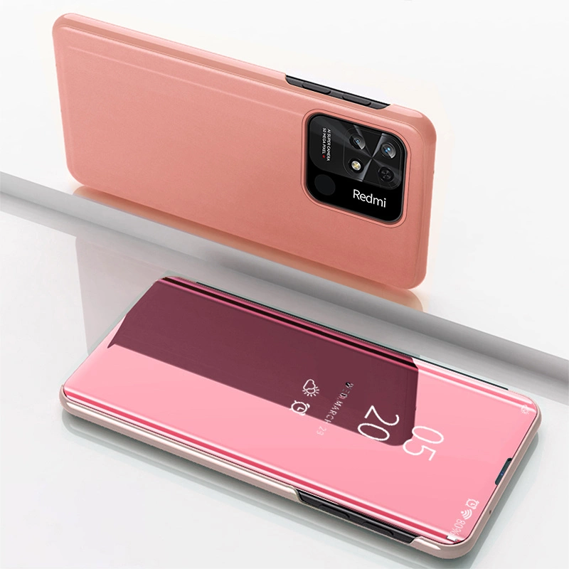 Clear View Case cover for Xiaomi Redmi 10C cover with a flap pinkeng