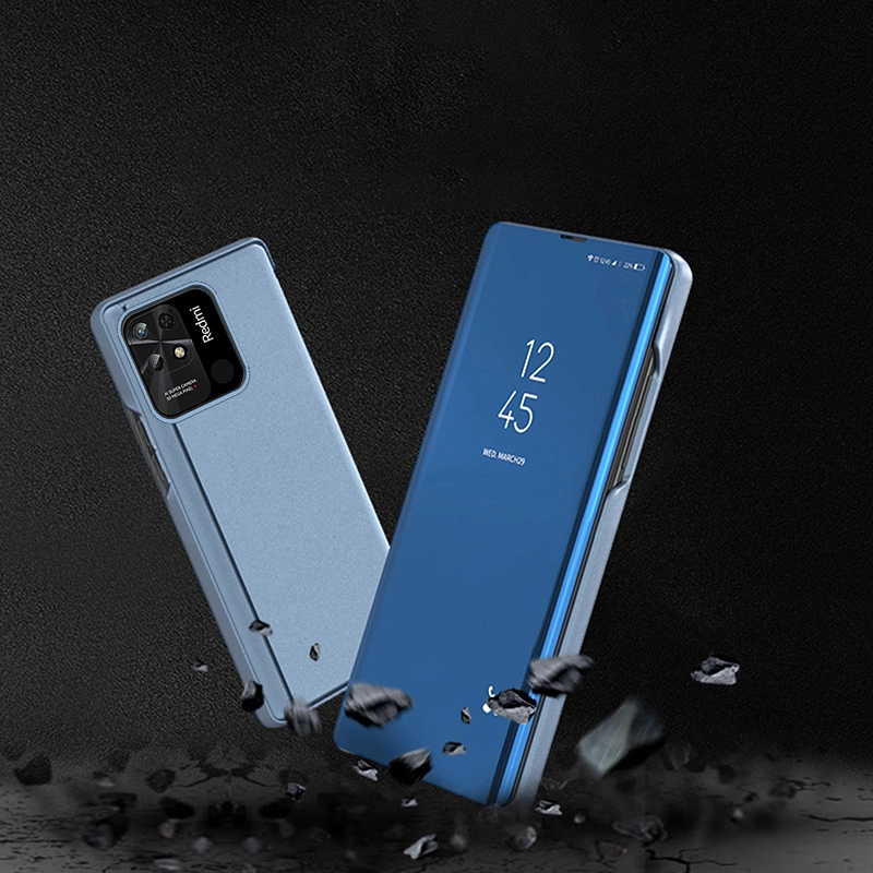 Clear View Case cover for Xiaomi Redmi 10C cover with a flap pinkeng